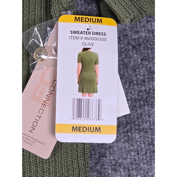 French Connection Olive Ribbed Button Front Short Sleeve Sweater‎ Dress Medium - Picture 6 of 9